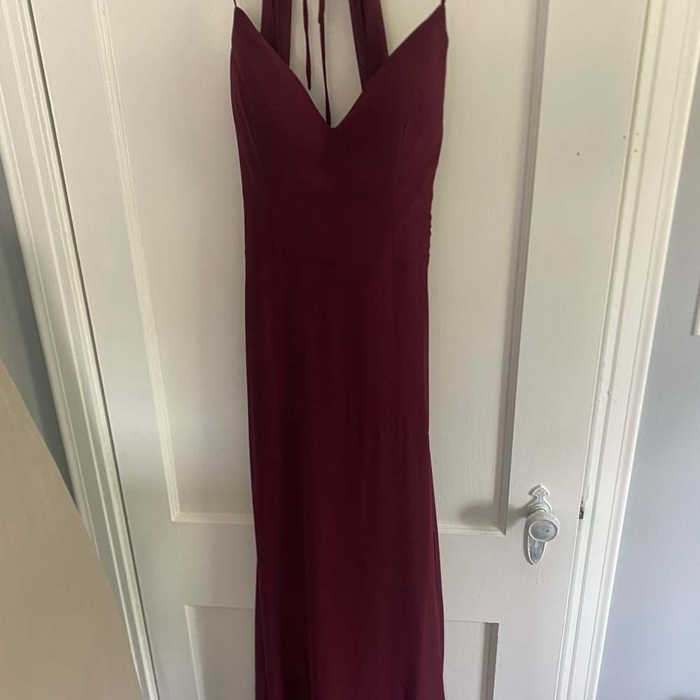 Merlot corset top bridesmaid dress